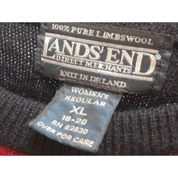 Vtg Lands End Ireland Womens Soft Lightweight Size XL Lambswool Argyle Sweater - Picture 4 of 5